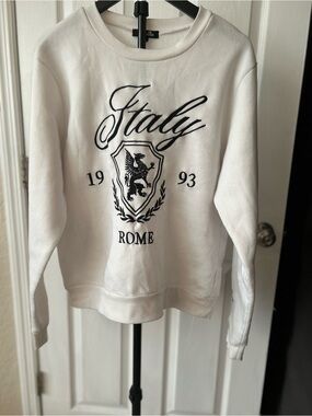 Sugarkiss Rome Italy Graphic Crewneck Sweatshirt White Size L